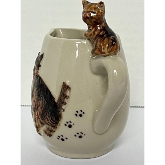 Vintage ERMO ZOO CAT Hand painted Sugar & Creamer 3D Set Ceramic Serveware - Picture 5 of 11
